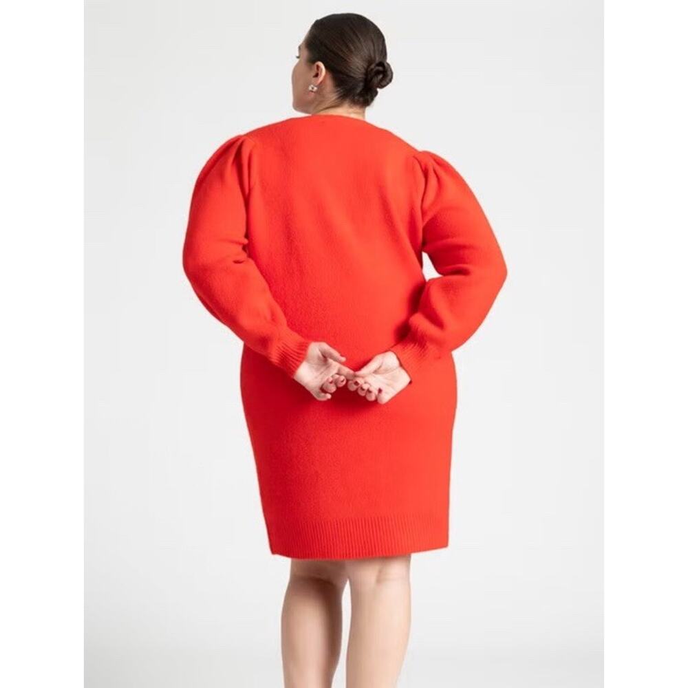 NWT Eloquii Carmine Red Bow Sweater Mini Dress Sz 22/24 - Picture 2 of 9